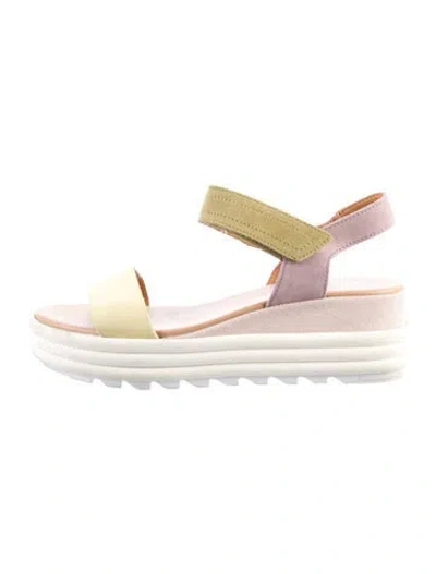 Pre-owned Sorel Suede Colorblock Pattern Slingback Sandals In Yellow