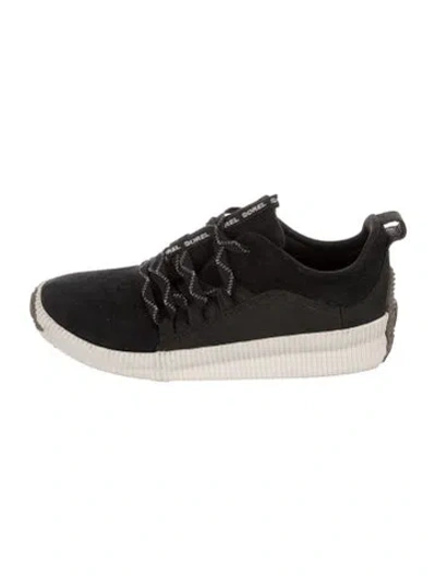 Pre-owned Sorel Suede Colorblock Pattern Sneakers In Black