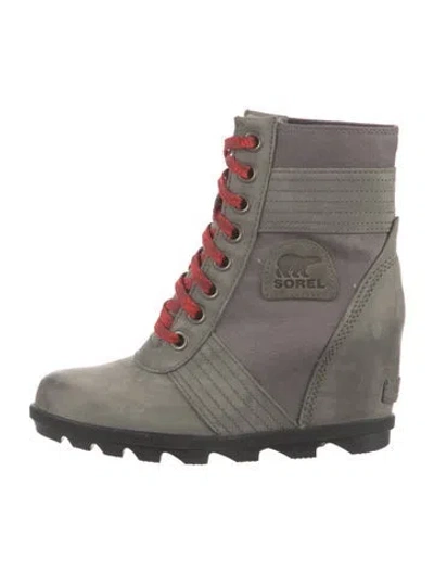 Pre-owned Sorel Suede Combat Boots In Gray