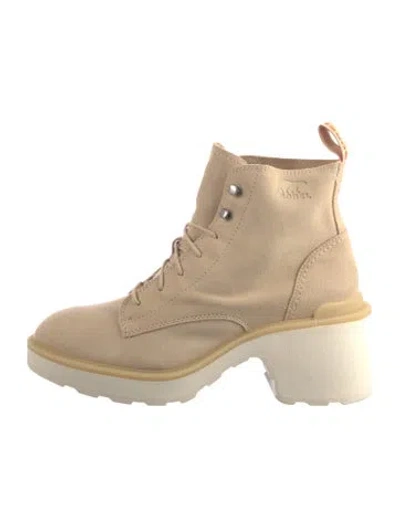 Pre-owned Sorel Suede Combat Boots In Neutral