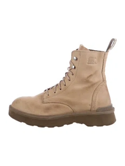 Pre-owned Sorel Suede Combat Boots In Neutral