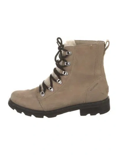 Pre-owned Sorel Suede Combat Boots In Neutral