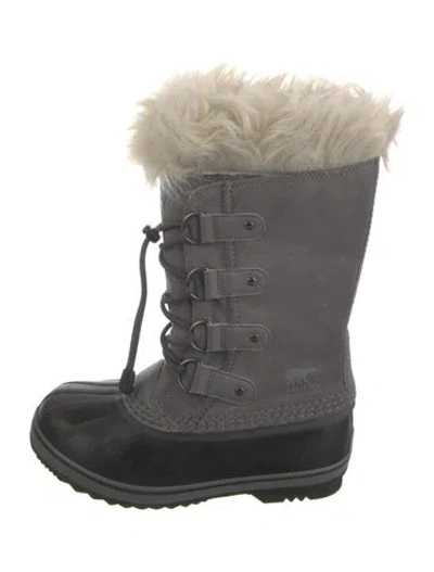 Pre-owned Sorel Suede Faux Fur Trim Lace-up Boots In Multi