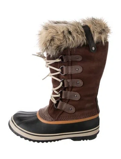 Pre-owned Sorel Suede Faux Fur Trim Snow Boots