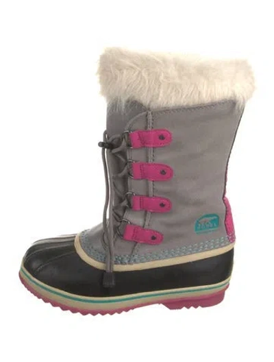 Pre-owned Sorel Suede Faux Fur Trim Snow Boots In Grey