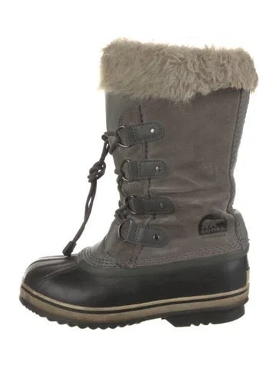 Pre-owned Sorel Suede Faux Fur Trim Snow Boots In Grey