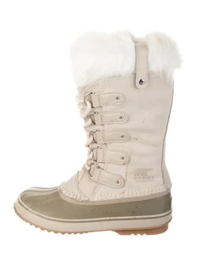 Pre-owned Sorel Suede Faux Fur Trim Snow Boots In Neutral