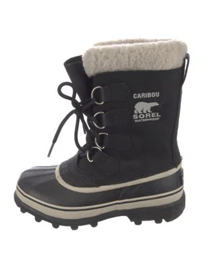 Pre-owned Sorel Suede Fur Trim Lace-up Boots In Black