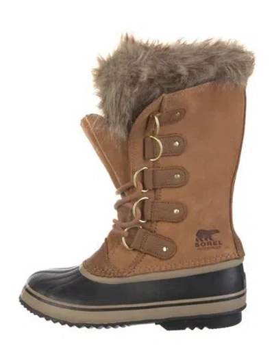 Pre-owned Sorel Suede Fur Trim Snow Boots In Brown