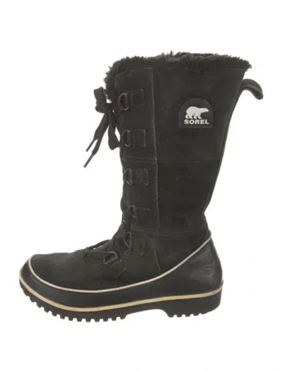Pre-owned Sorel Suede Lace-up Boots In Black