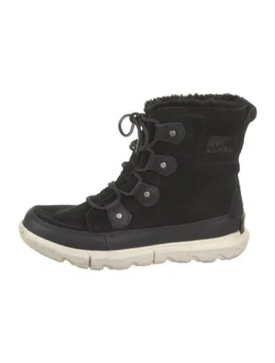 Pre-owned Sorel Suede Lace-up Boots In Black