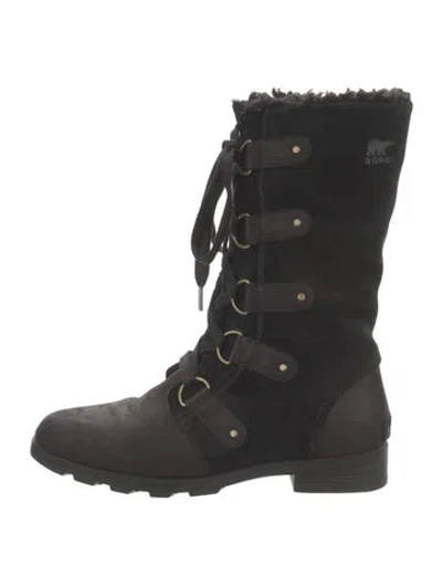 Pre-owned Sorel Suede Lace-up Boots In Black