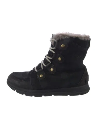 Pre-owned Sorel Suede Lace-up Boots In Black