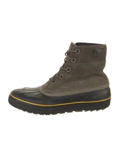 Pre-owned Sorel Suede Lace-up Boots In Green