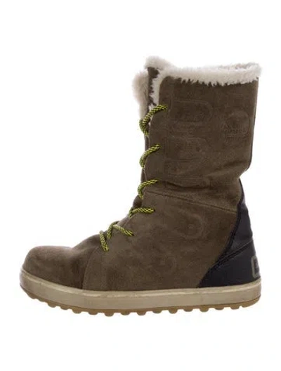 Pre-owned Sorel Suede Lace-up Boots In Green