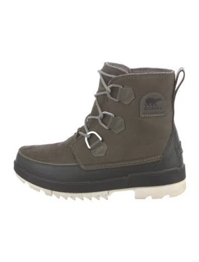 Pre-owned Sorel Suede Lace-up Boots In Green