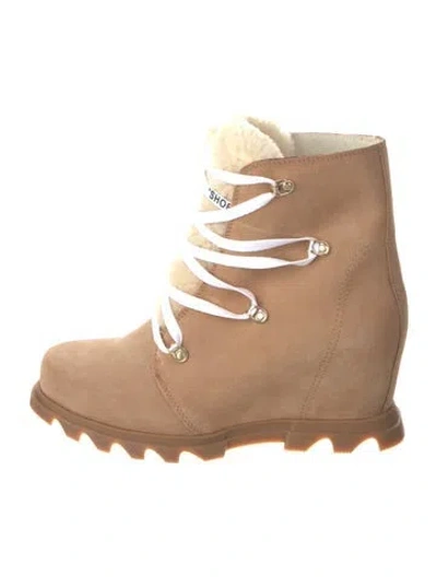 Pre-owned Sorel Suede Lace-up Boots In Neutral
