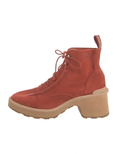Pre-owned Sorel Suede Lace-up Boots In Orange