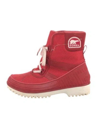 Pre-owned Sorel Suede Lace-up Boots In Red