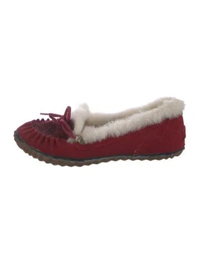 Pre-owned Sorel Suede Moccasins In Burgundy