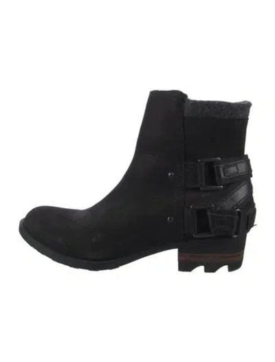 Pre-owned Sorel Suede Moto Boots In Black