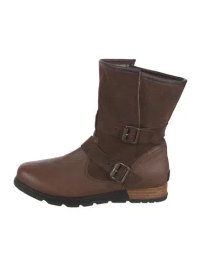 Pre-owned Sorel Suede Moto Boots In Brown