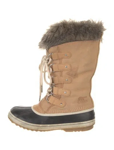 Pre-owned Sorel Suede Patterned Lace-up Boots In Neutral