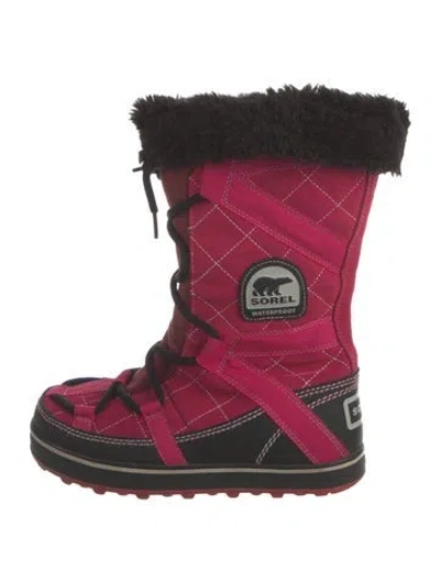 Pre-owned Sorel Suede Patterned Snow Boots In Pink