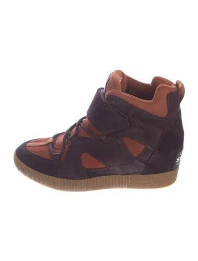 Pre-owned Sorel Suede Printed Lace-up Boots In Brown