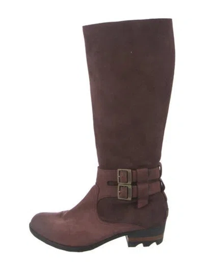 Pre-owned Sorel Suede Riding Boots In Burgundy