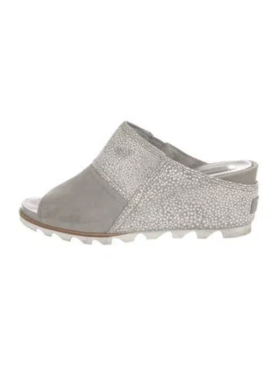 Pre-owned Sorel Suede Slides In Gray