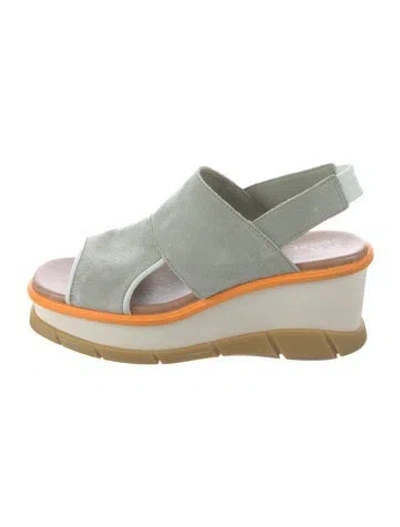 Pre-owned Sorel Suede Slingback Sandals In White