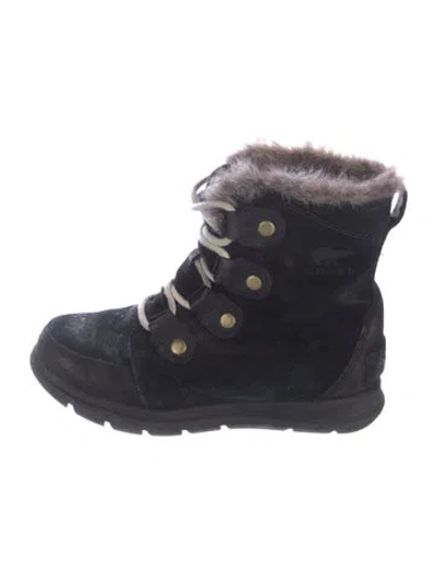 Pre-owned Sorel Suede Snow Boots In Black
