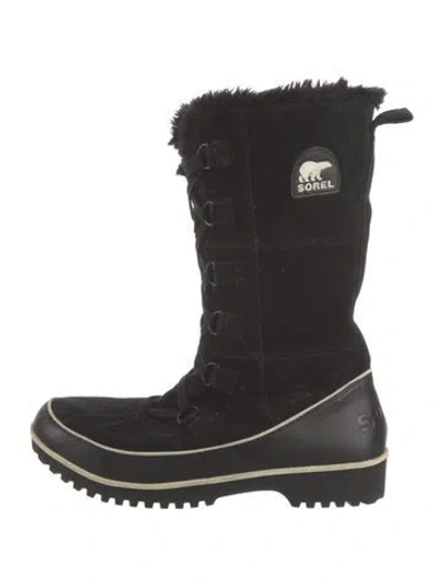 Pre-owned Sorel Suede Snow Boots In Black