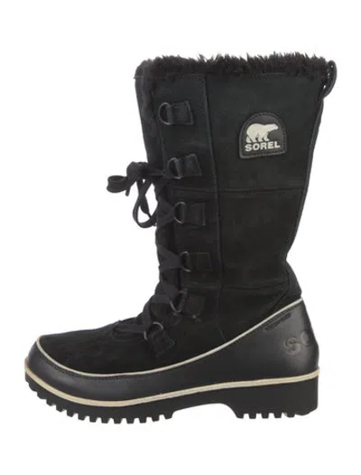 Pre-owned Sorel Suede Snow Boots In Black