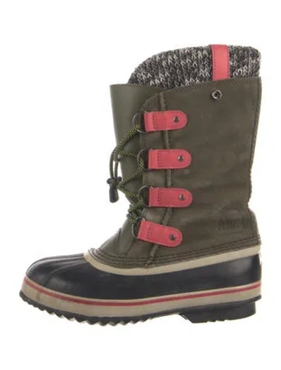 Pre-owned Sorel Suede Snow Boots In Green