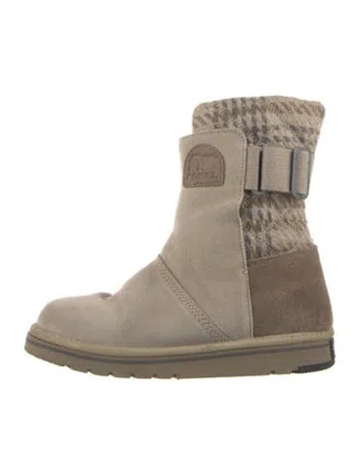 Pre-owned Sorel Suede Tweed Pattern Boots In Grey/neutrals