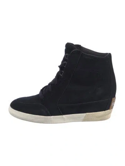 Pre-owned Sorel Suede Wedge Sneakers In Black