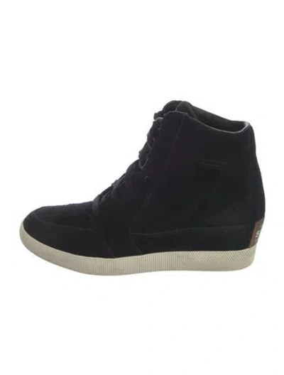 Pre-owned Sorel Suede Wedge Sneakers In Black