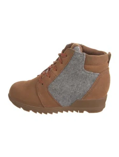 Pre-owned Sorel Suede Wedge Sneakers In Brown