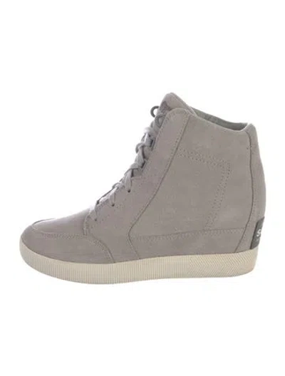Pre-owned Sorel Suede Wedge Sneakers In Gray
