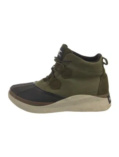 Pre-owned Sorel Suede Wedge Sneakers In Green