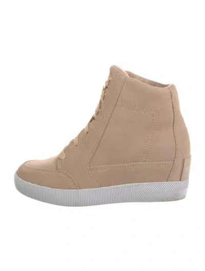 Pre-owned Sorel Suede Wedge Sneakers In Neutral