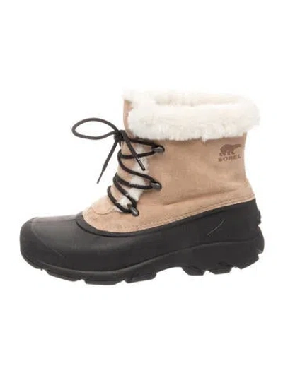 Pre-owned Sorel Suede Whipstitch Trim Snow Boots In Black/brown
