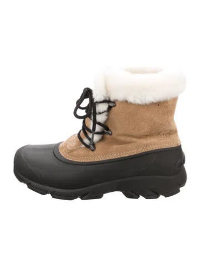 Pre-owned Sorel Suede Whipstitch Trim Snow Boots In Black/brown