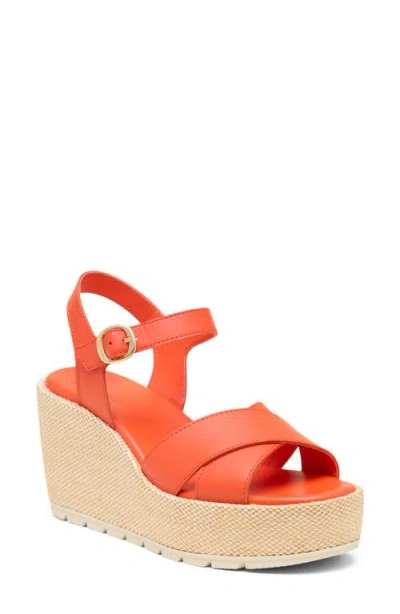 Sorel Sunpeak Ankle Strap Platform Wedge Sandal In Orange