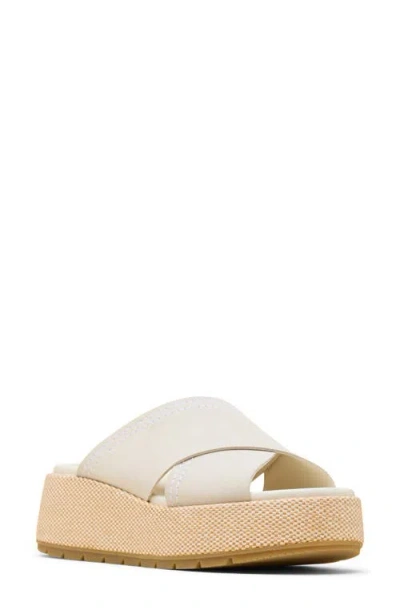 Sorel Sunpeak Platform Slide Sandal In White