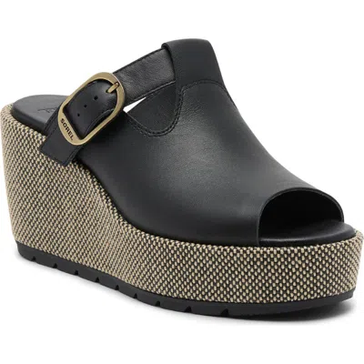 Sorel Sunpeak Platform Wedge Sandal In Black