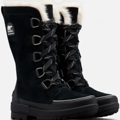 SOREL TIVOLI IV TALL 1870101 WOMEN'S 6.5 BLACK SUEDE FAUX FUR SNOW BOOTS EEE3817