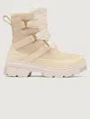 Sorel Tivoli Suede Resort Winter Booties In Honey White,chalk